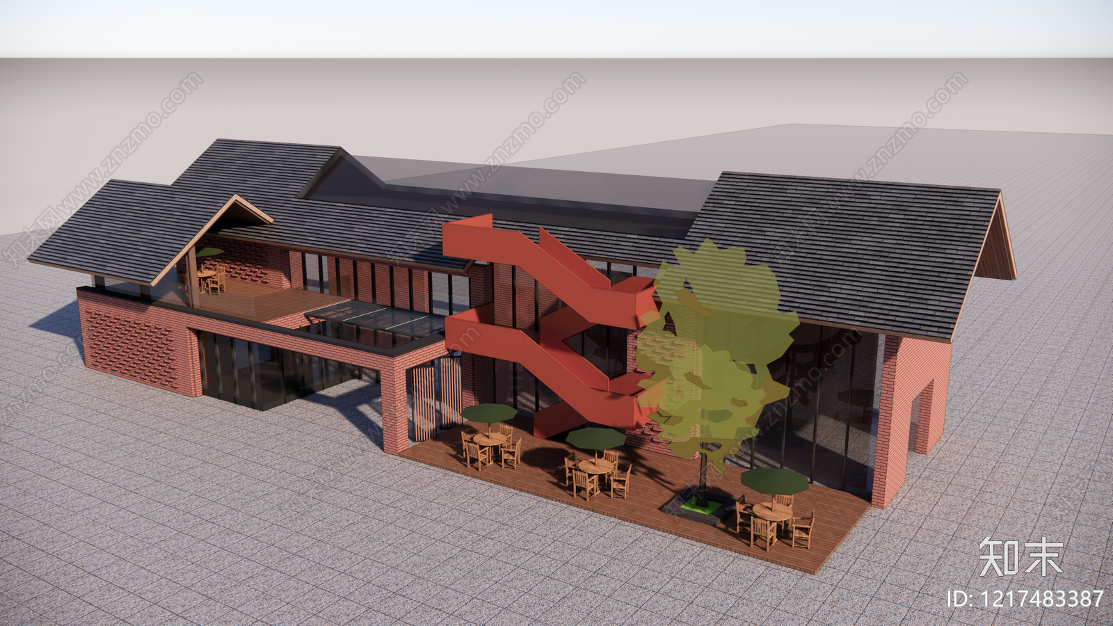 新中式小公建SU模型下载【ID:1217483387】