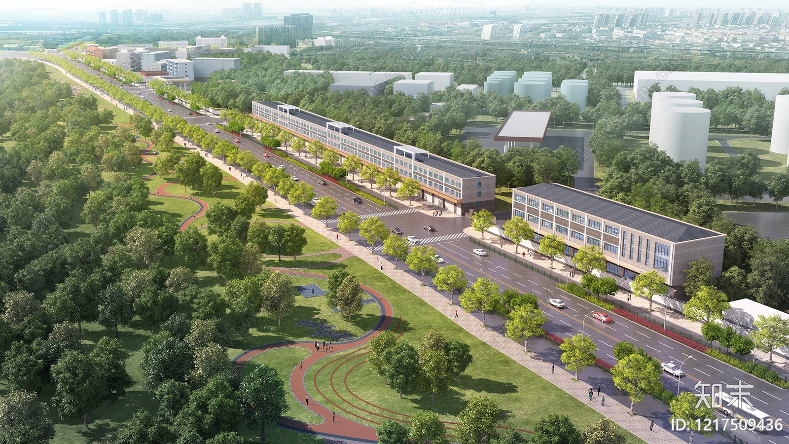 现代简约街道3D模型渲染效果图