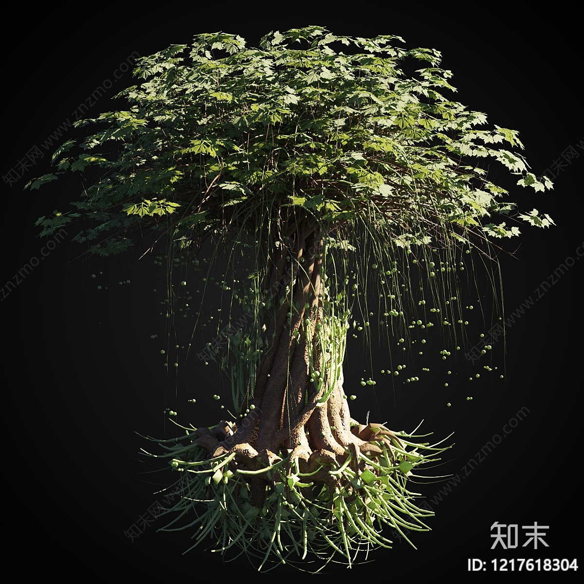 奇幻自然风盆景3D模型渲染效果图