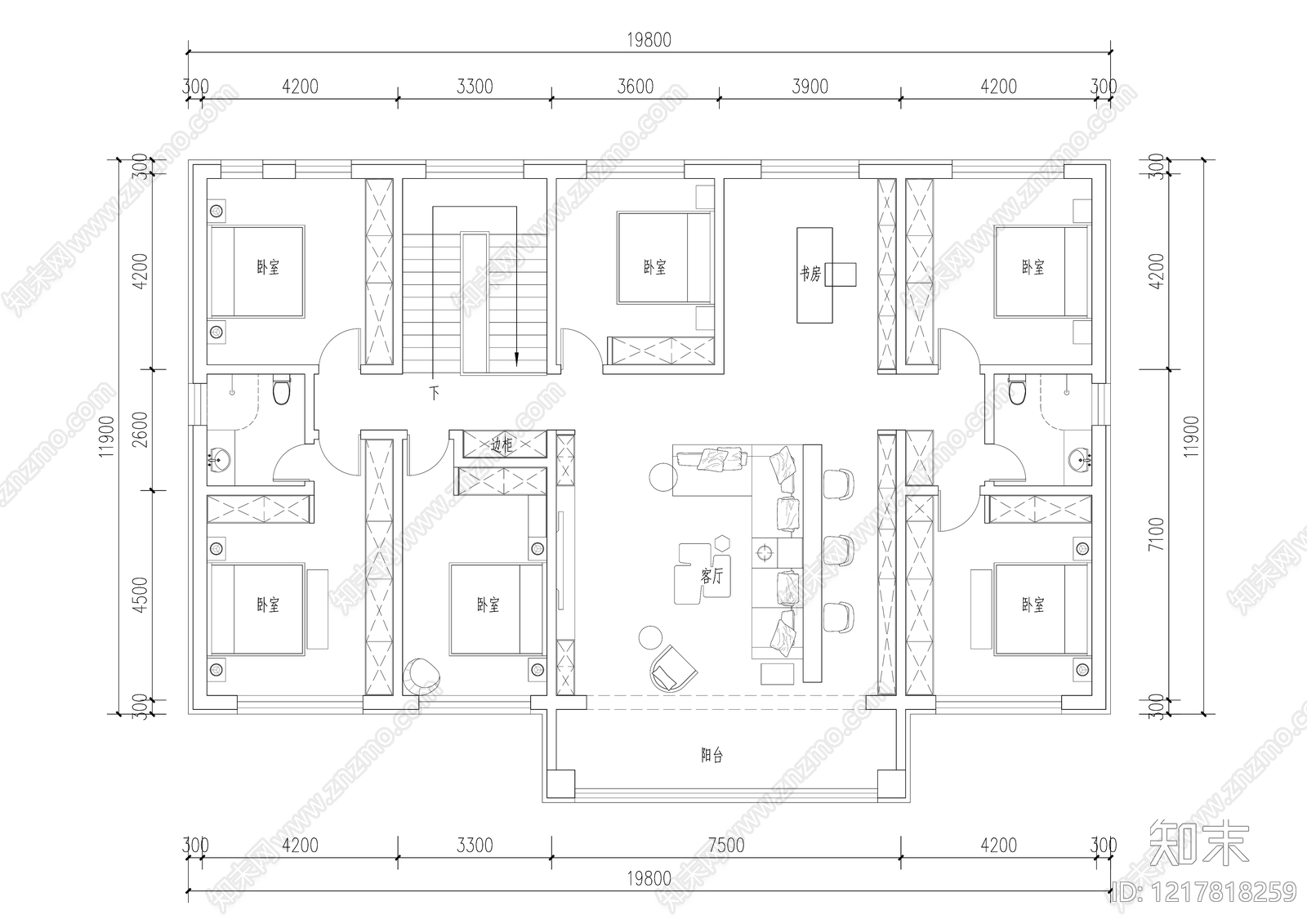 别墅建筑cad施工图下载【ID:1217818259】