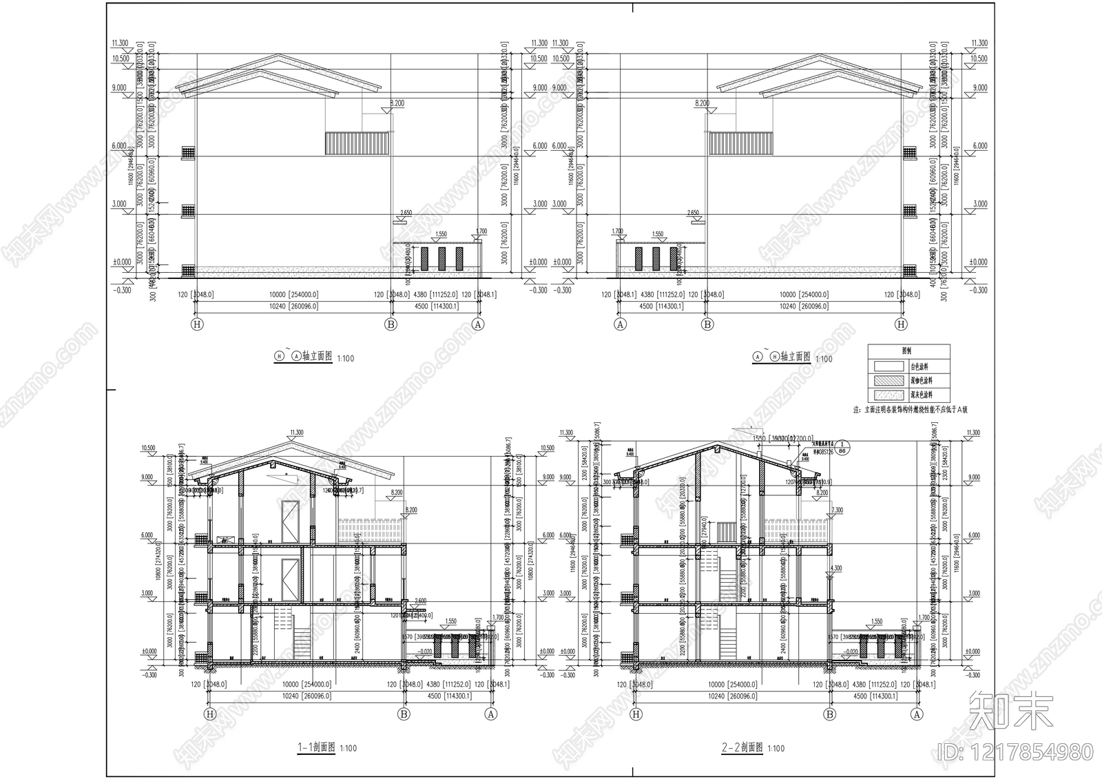 别墅建筑cad施工图下载【ID:1217854980】