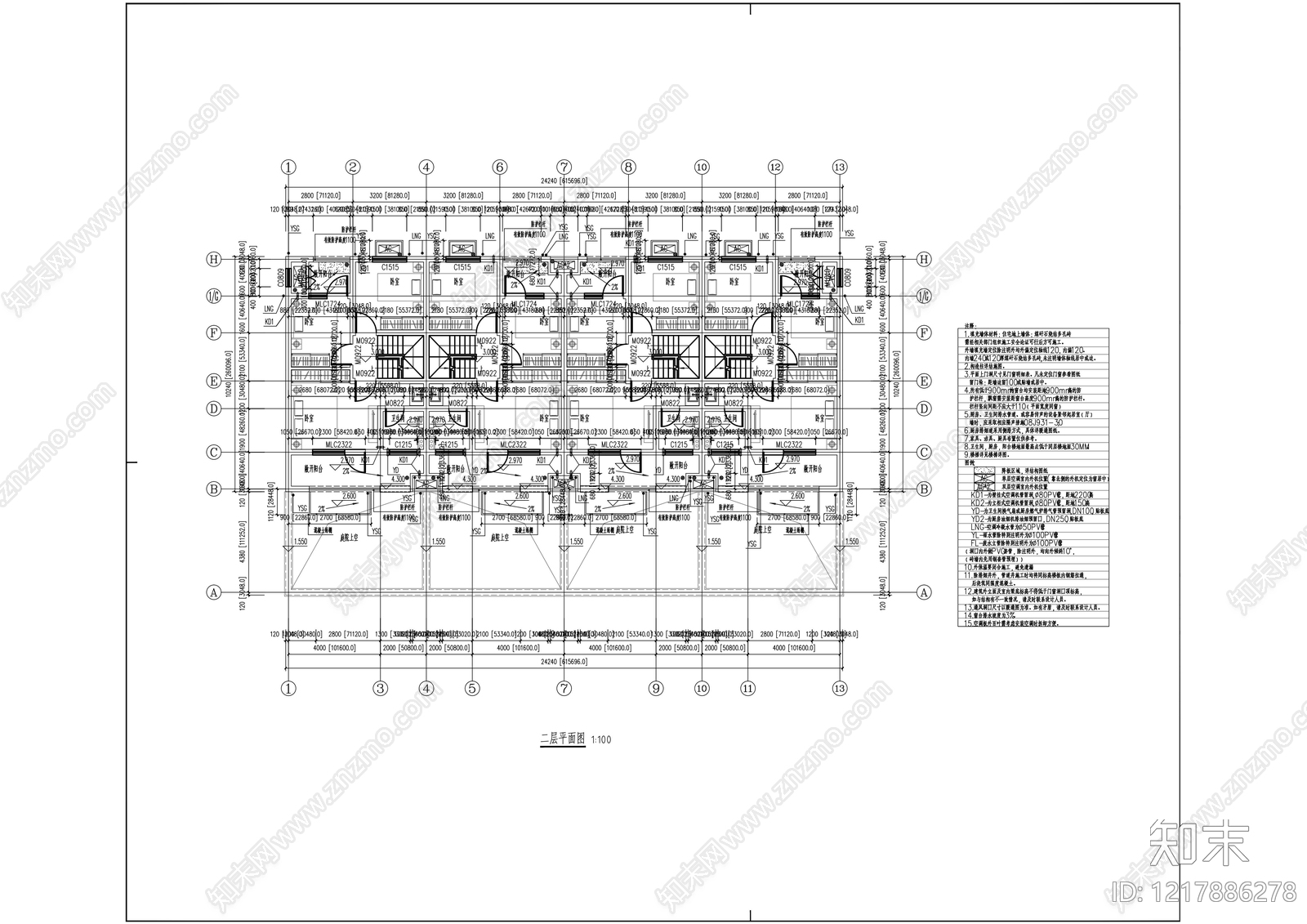 别墅建筑cad施工图下载【ID:1217886278】