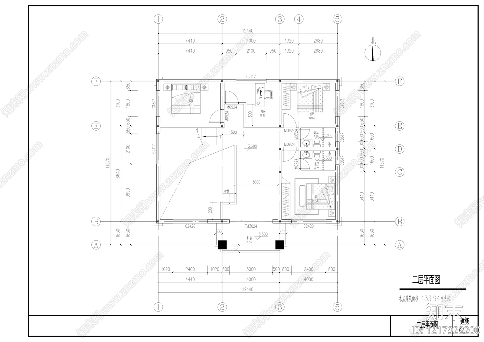 别墅建筑cad施工图下载【ID:1217922200】