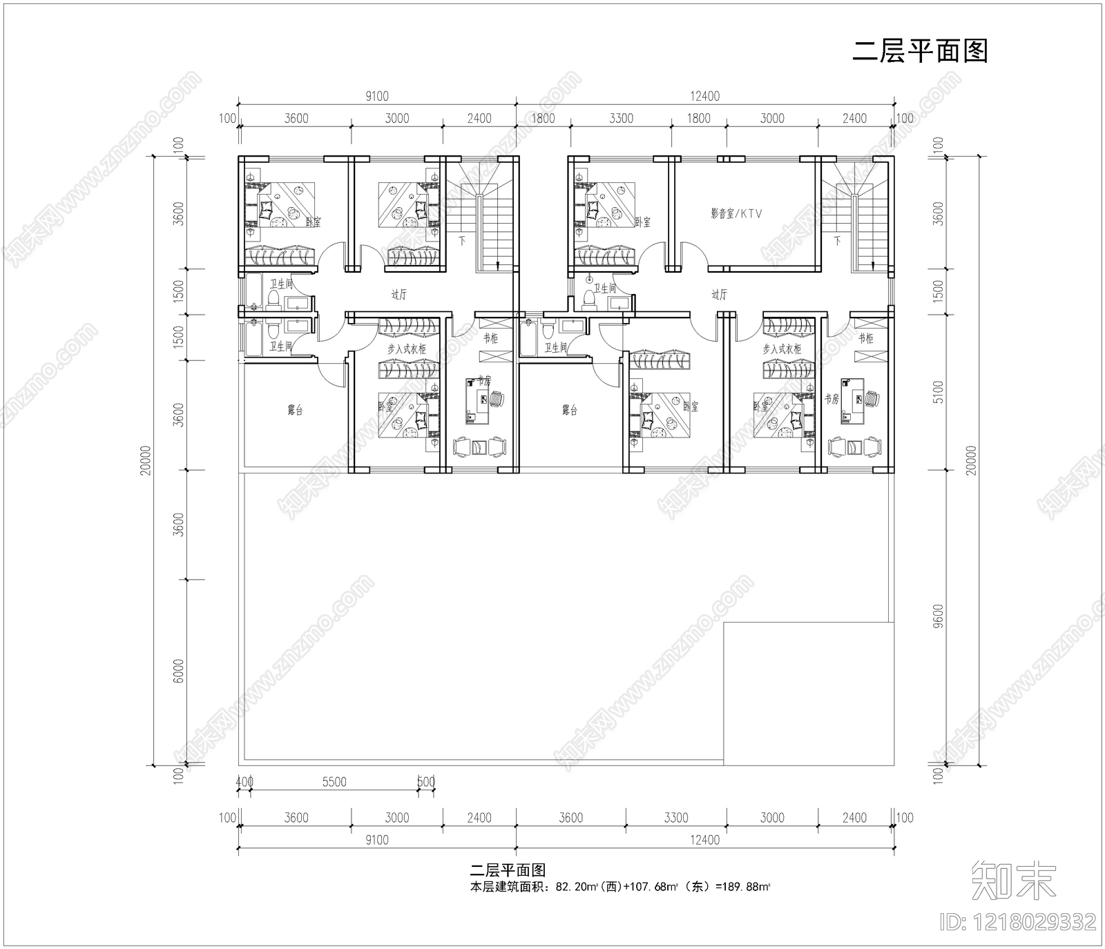 别墅建筑cad施工图下载【ID:1218029332】