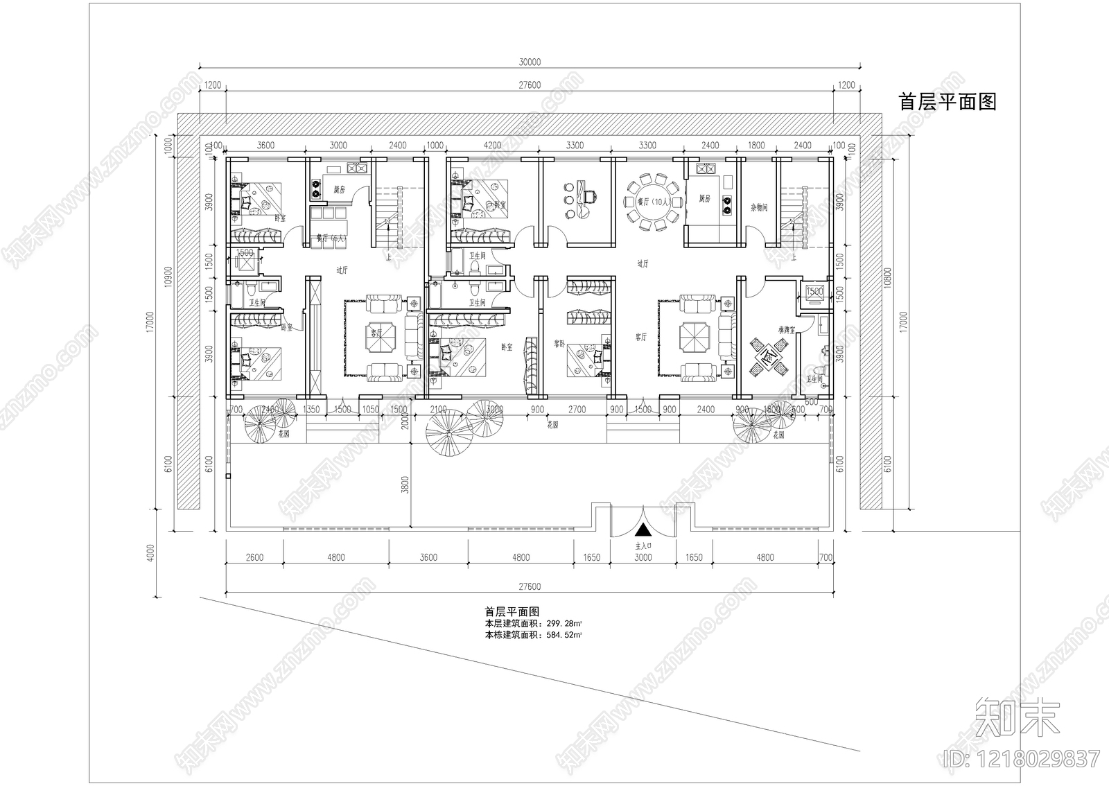 别墅建筑cad施工图下载【ID:1218029837】