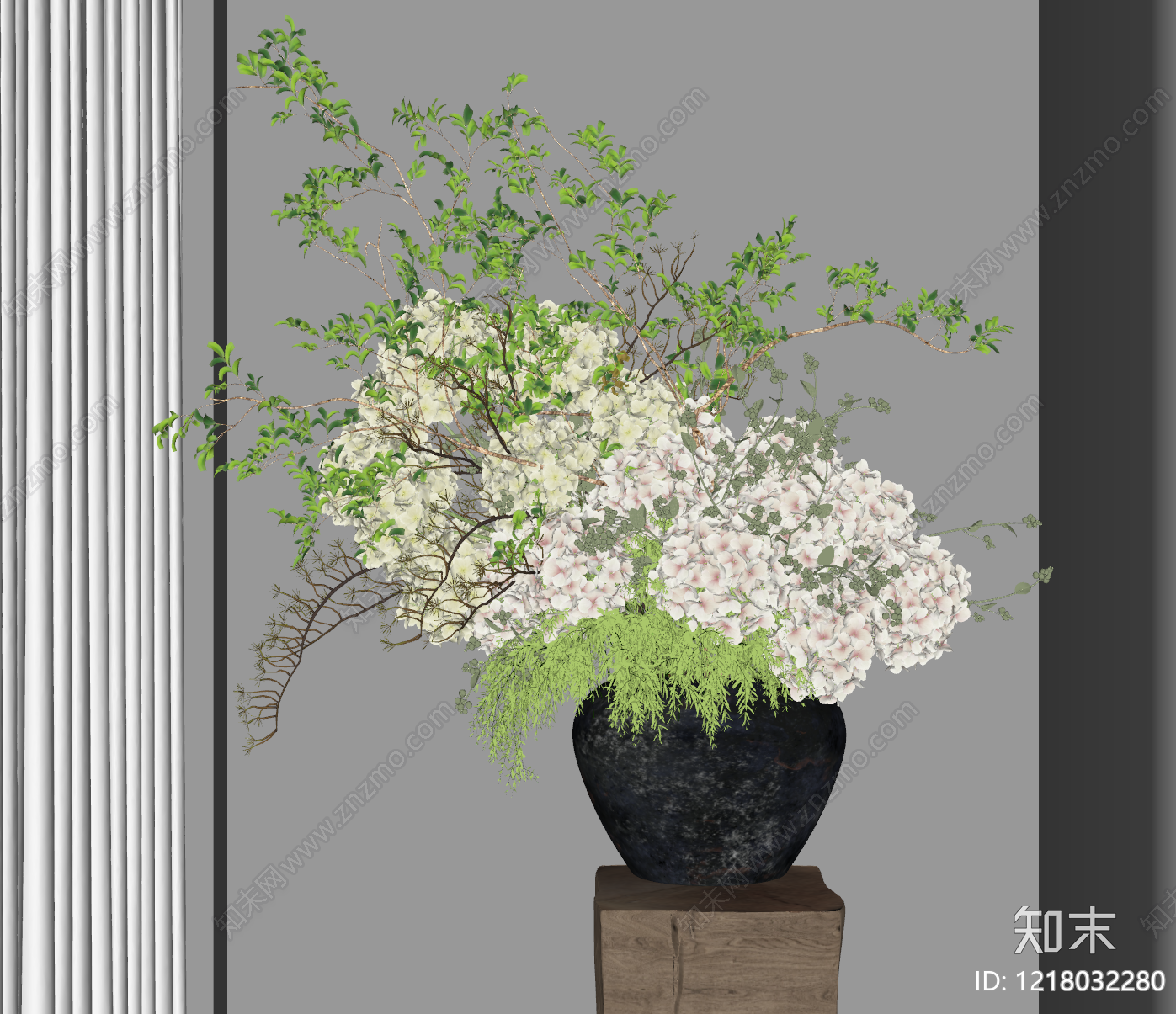 新中式花艺SU模型下载【ID:1218032280】