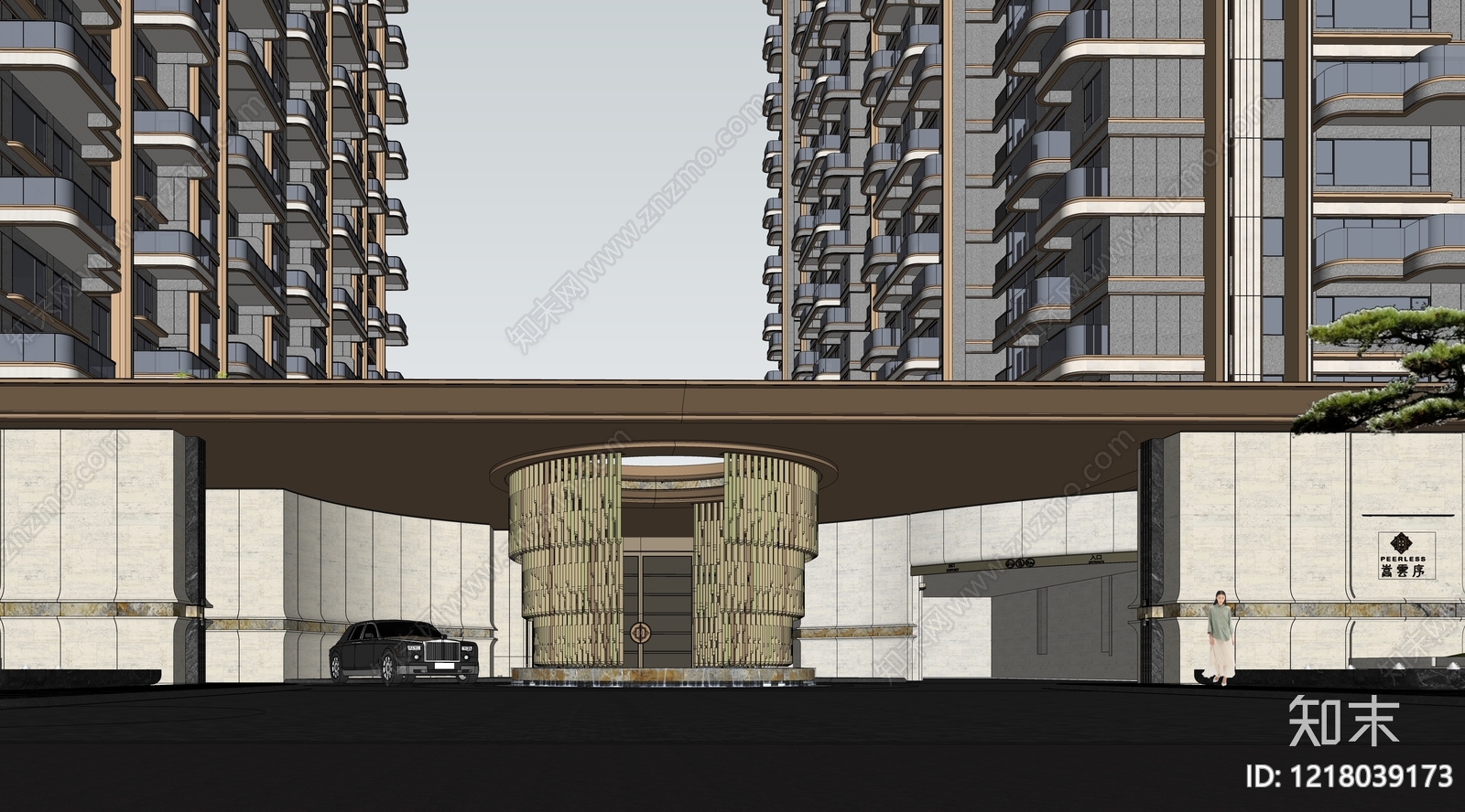现代轻奢小高层住宅楼SU模型下载【ID:1218039173】