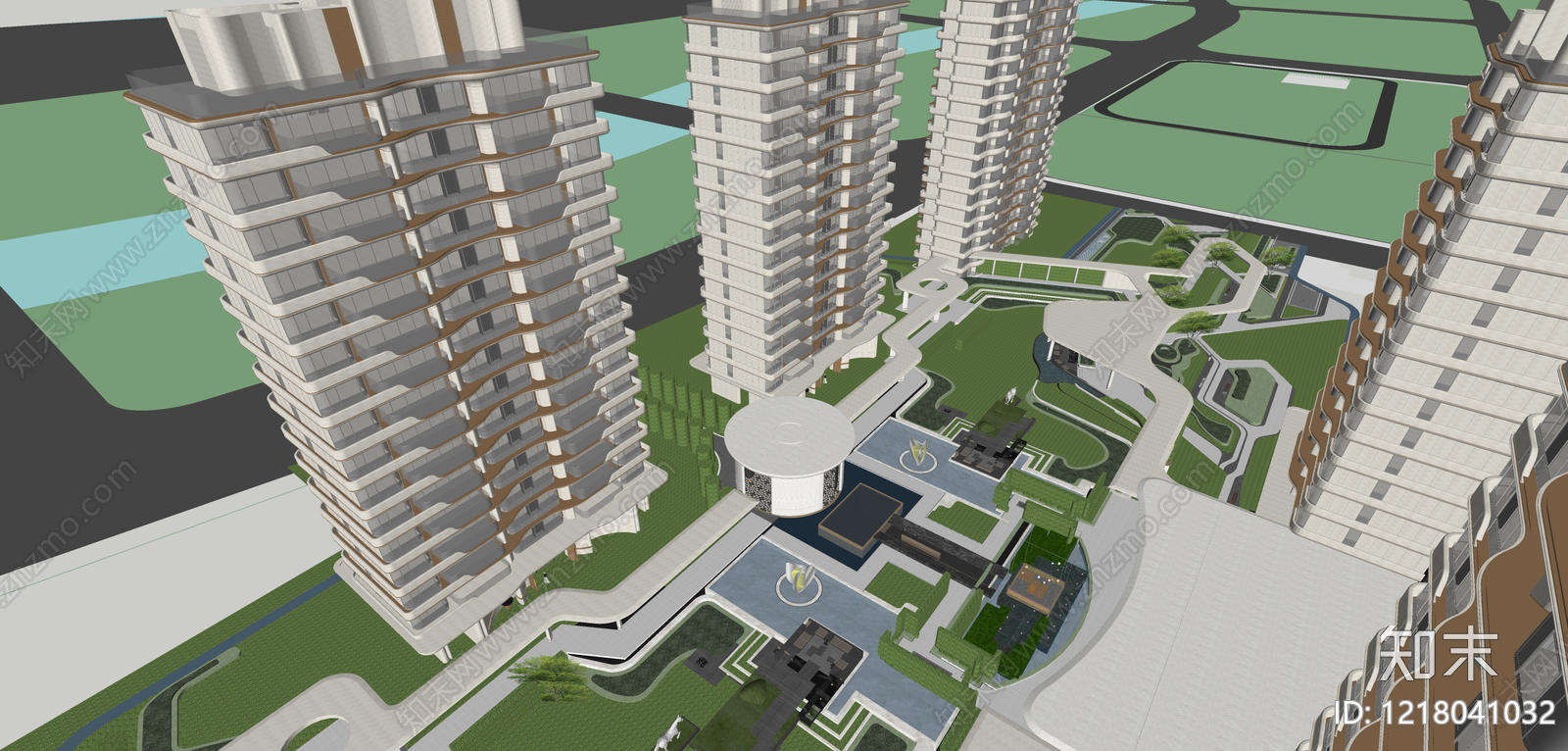 现代主义小高层住宅楼SU模型下载【ID:1218041032】