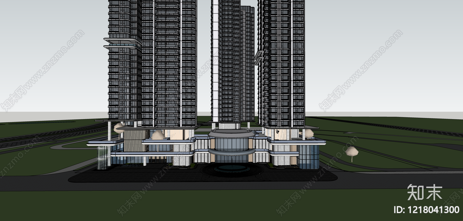 现代主义小高层住宅楼SU模型下载【ID:1218041300】