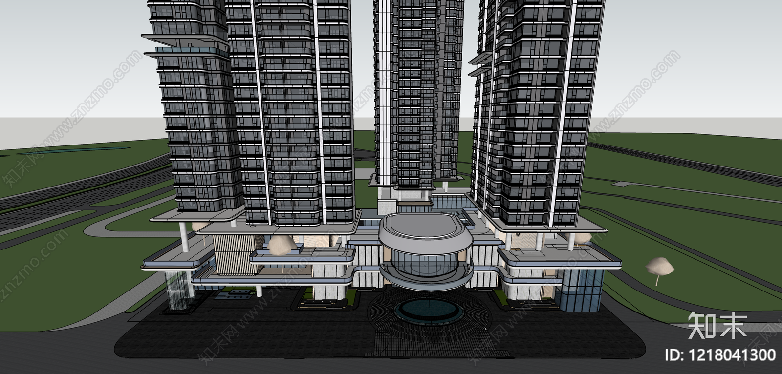 现代主义小高层住宅楼SU模型下载【ID:1218041300】