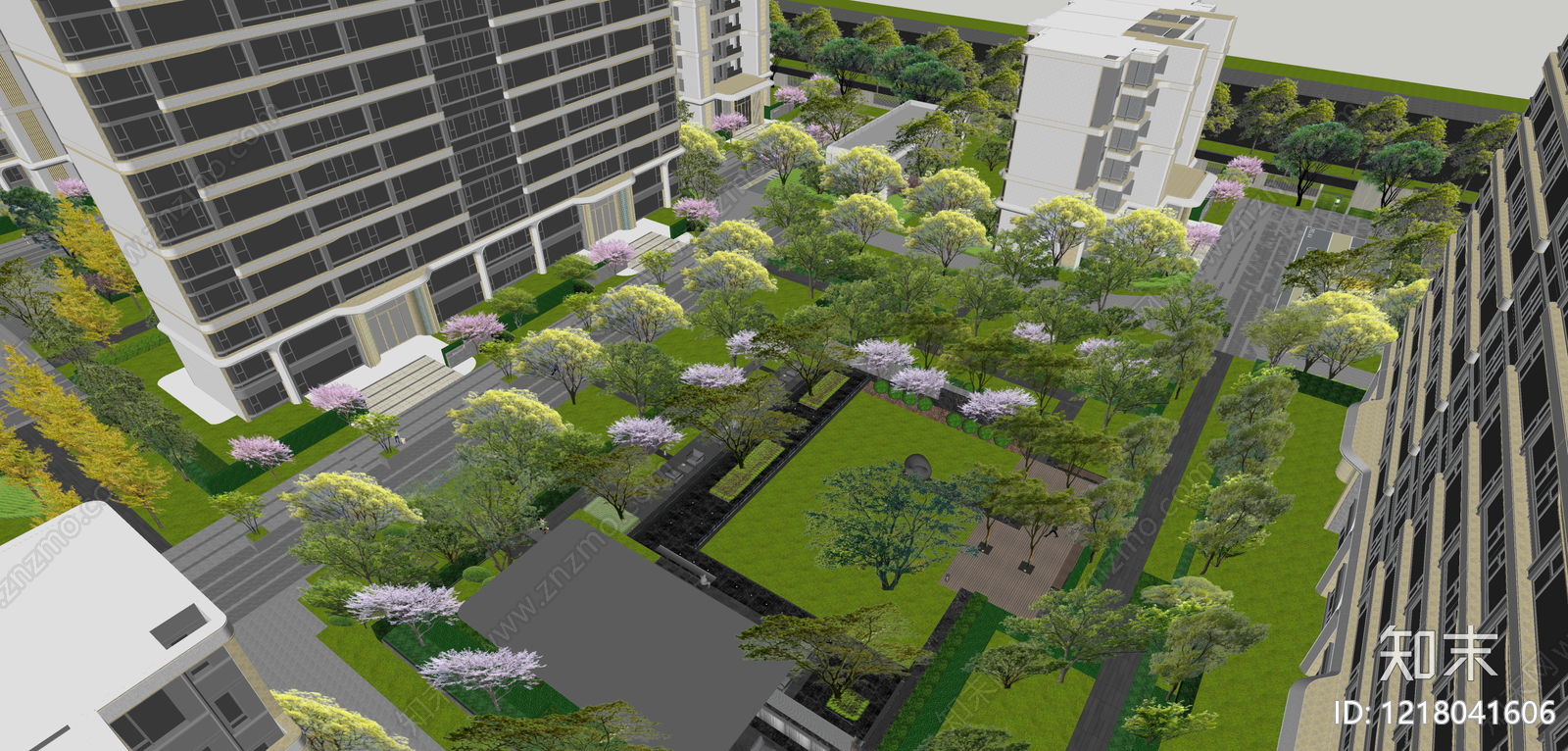 现代简约小区建筑SU模型下载【ID:1218041606】