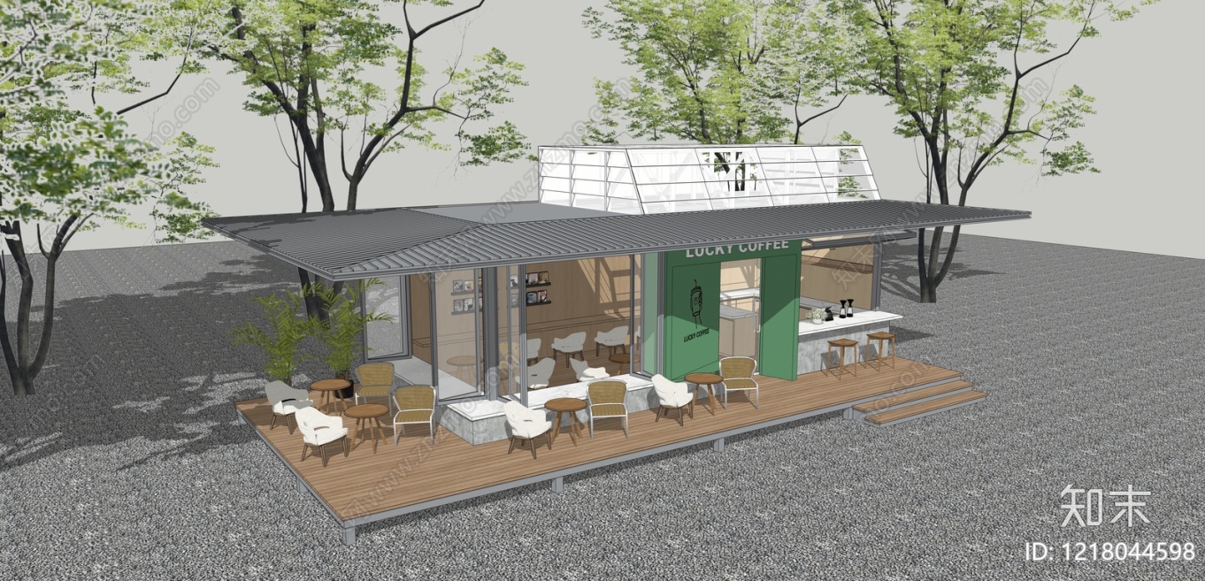 现代简约餐饮建筑SU模型精品下载_知末网
