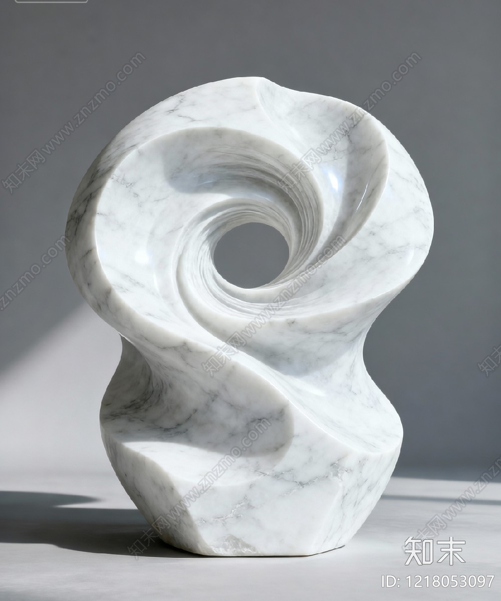 极简雕塑摆件3D模型渲染效果图