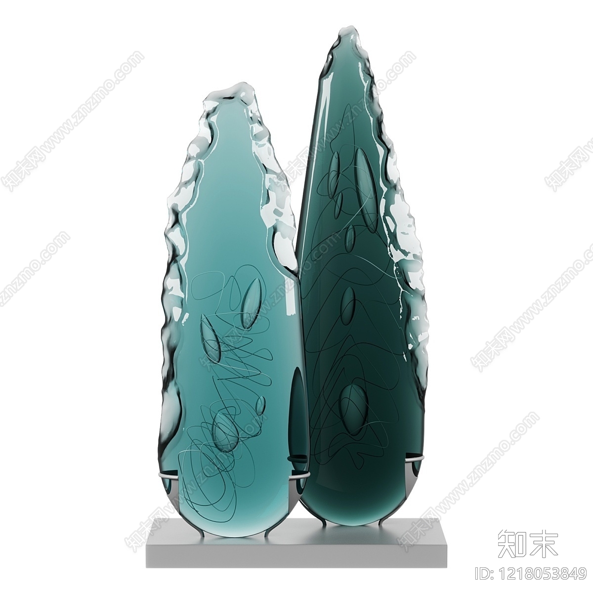 现代艺术雕塑摆件3D模型渲染效果图