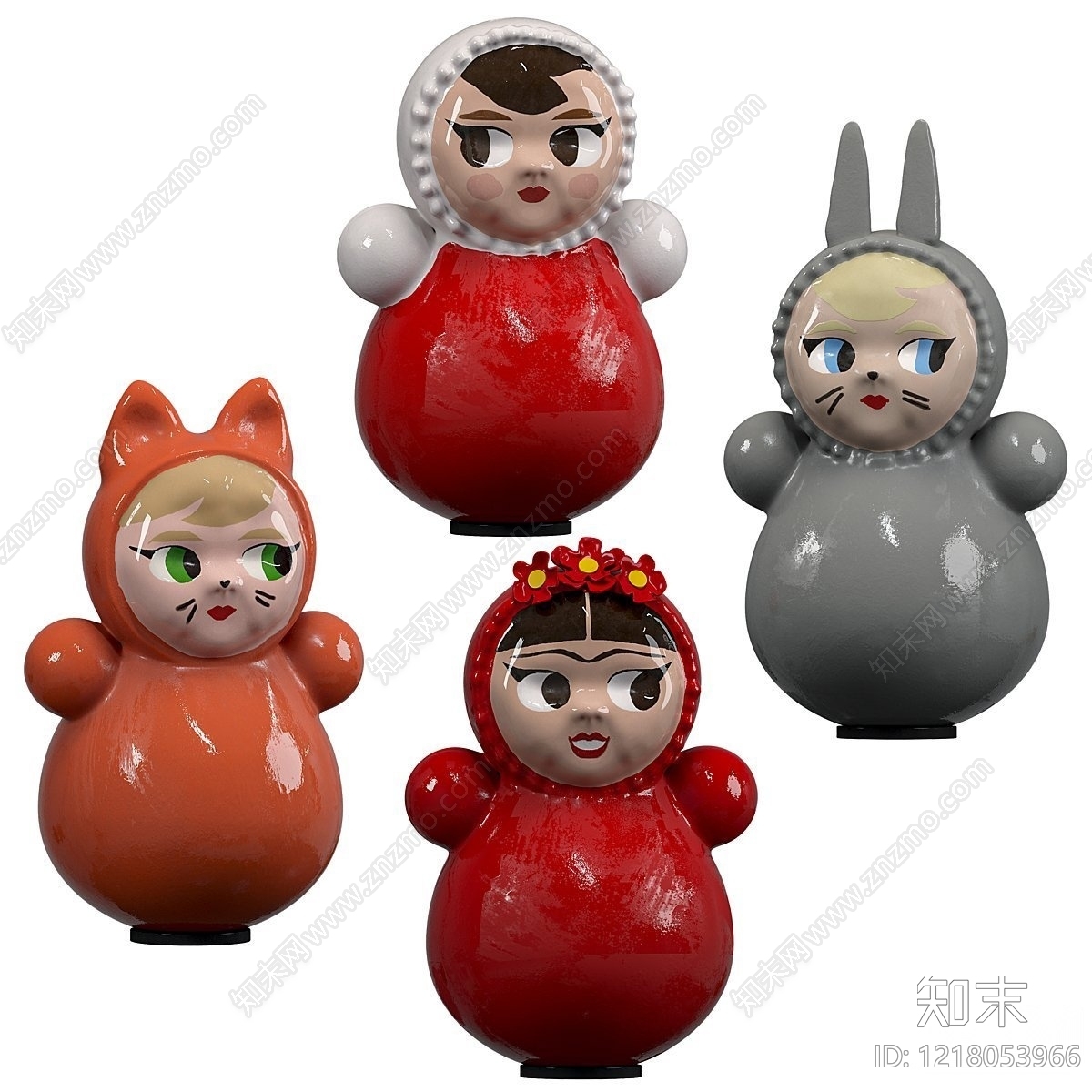 现代卡通玩偶风雕塑摆件3D模型渲染效果图
