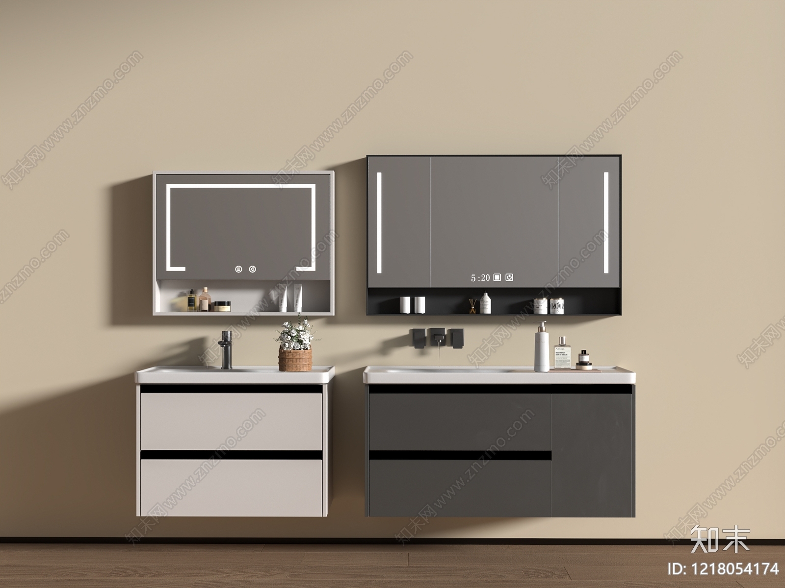 现代浴室柜3D模型下载【ID:1218054174】