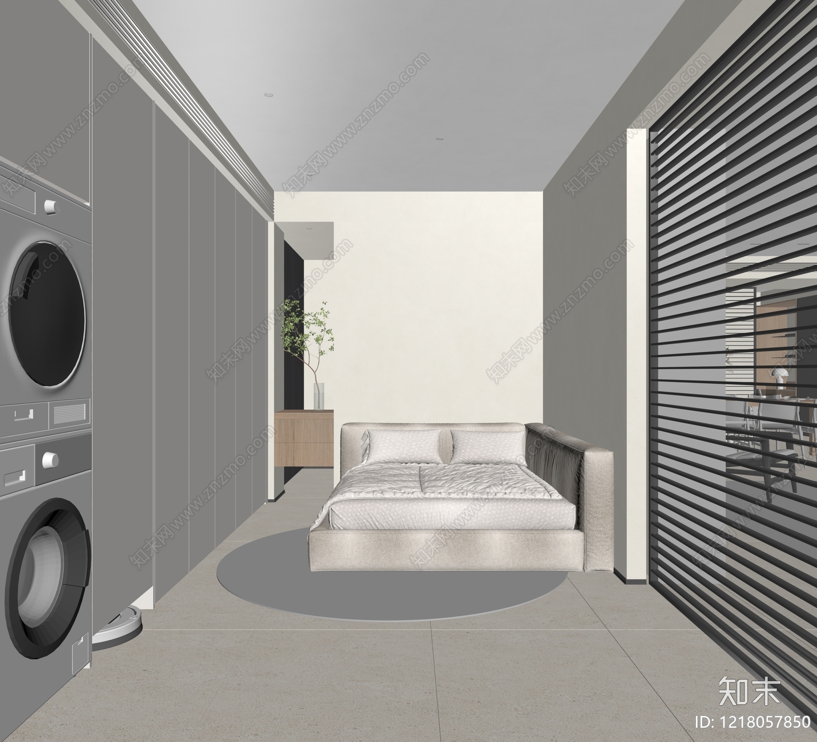 侘寂风多功能卧室SU模型下载【ID:1218057850】