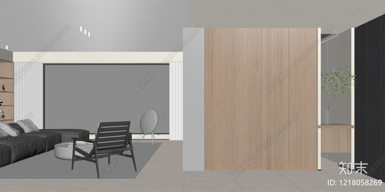 极简家居客厅SU模型下载【ID:1218058269】