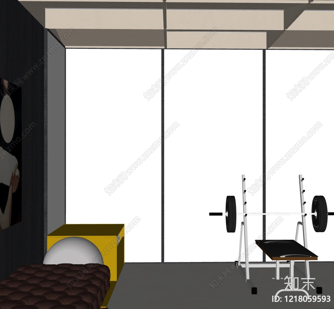 极简健身房SU模型下载【ID:1218059593】