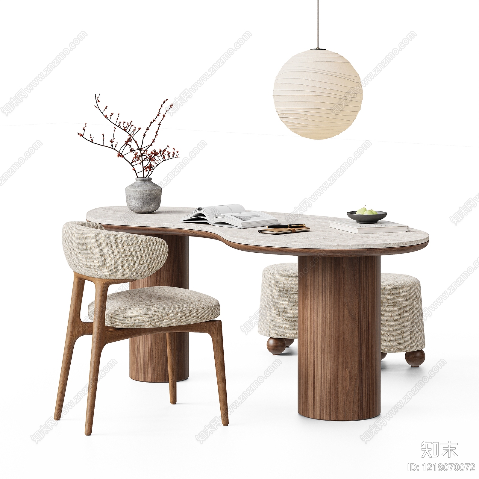 中古风书桌椅SU模型下载【ID:1218070072】