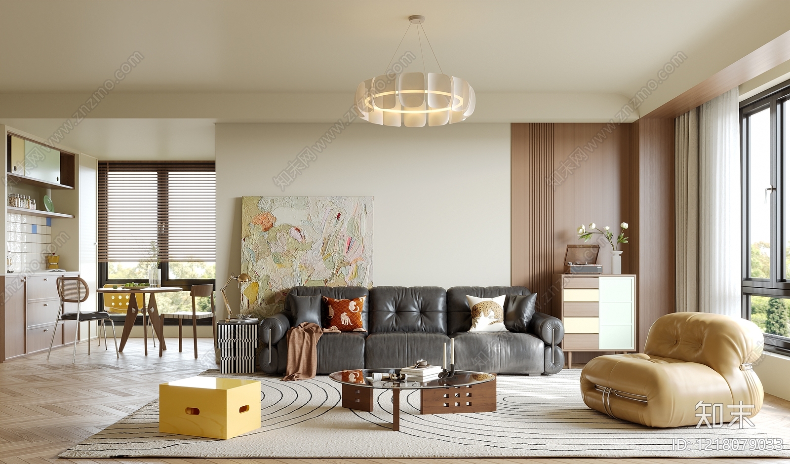 中古风家居客厅SU模型下载【ID:1218079033】