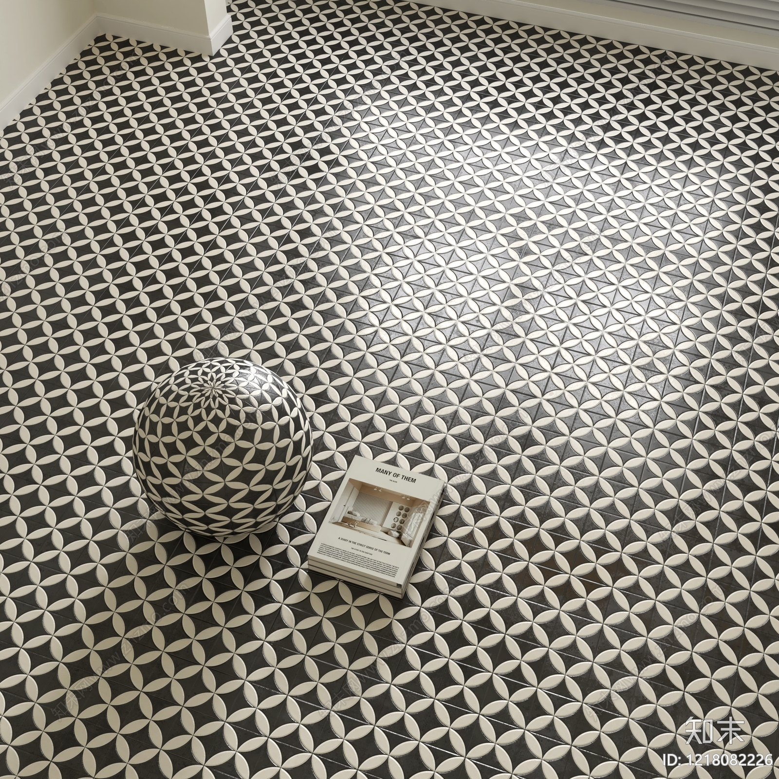 现代简约瓷砖展厅3D模型渲染效果图