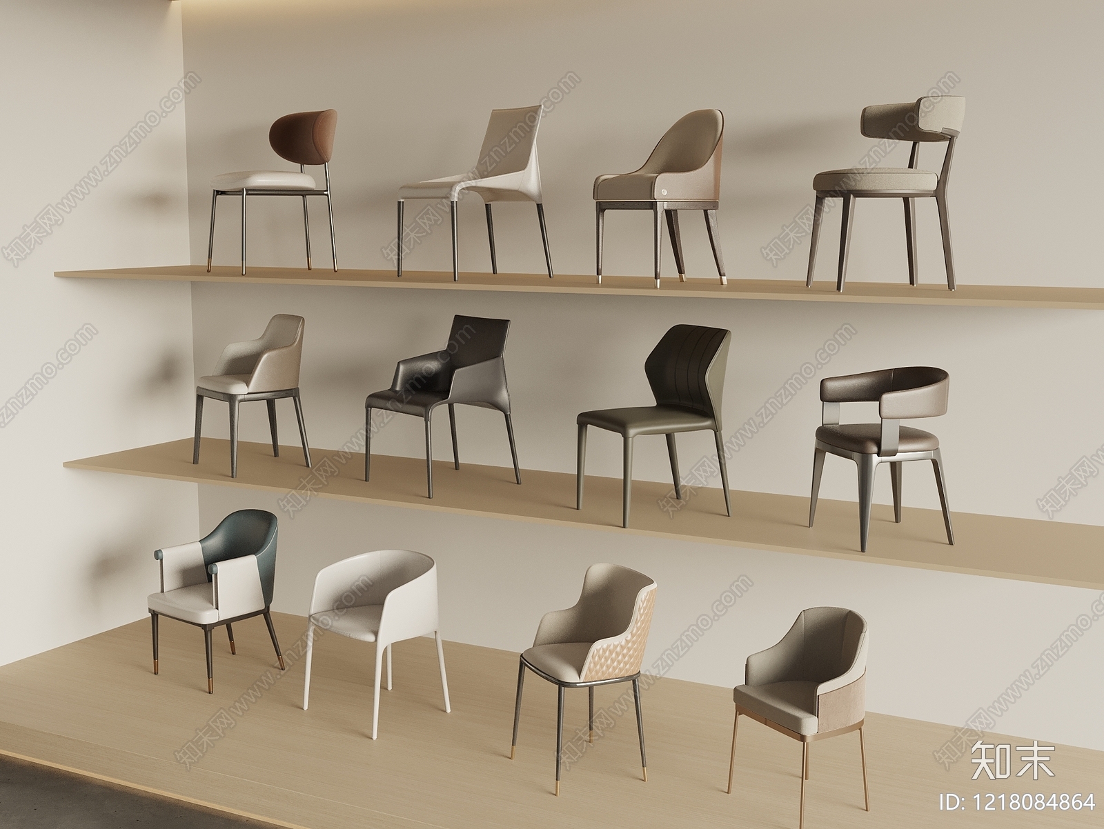 现代简约餐椅3D模型下载【ID:1218084864】