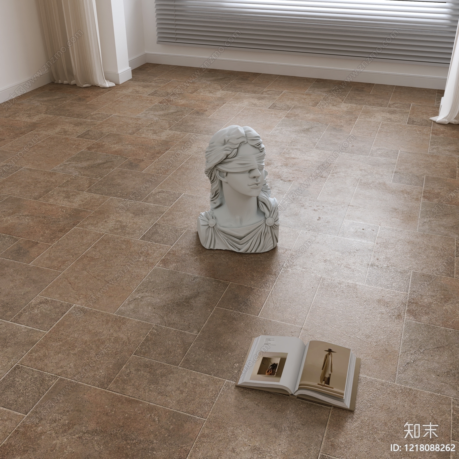 现代简约瓷砖展厅3D模型渲染效果图