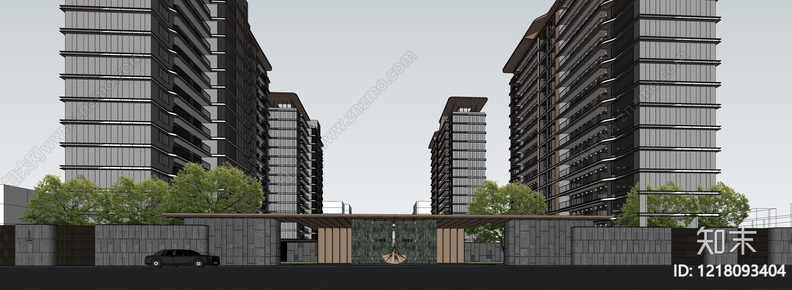 现代轻奢小高层住宅楼SU模型下载【ID:1218093404】