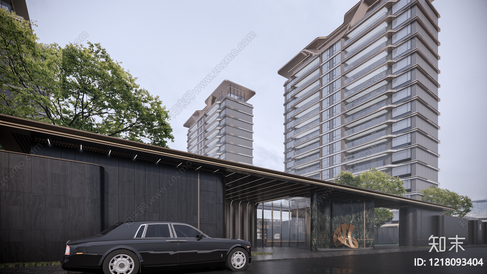 现代轻奢小高层住宅楼SU模型下载【ID:1218093404】