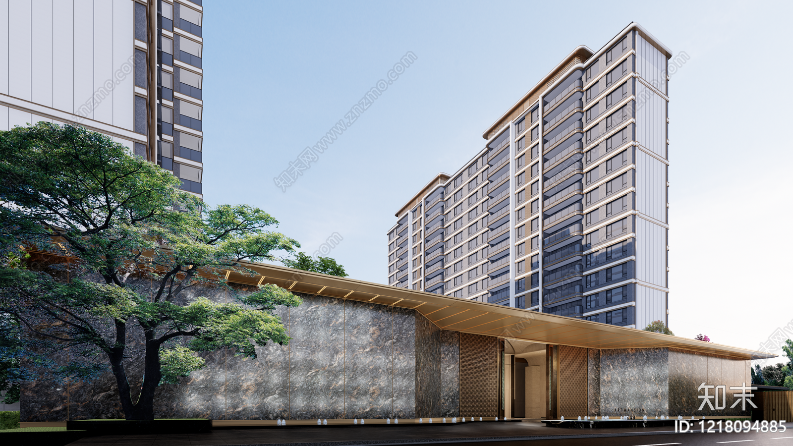 现代轻奢售楼处建筑SU模型下载【ID:1218094885】