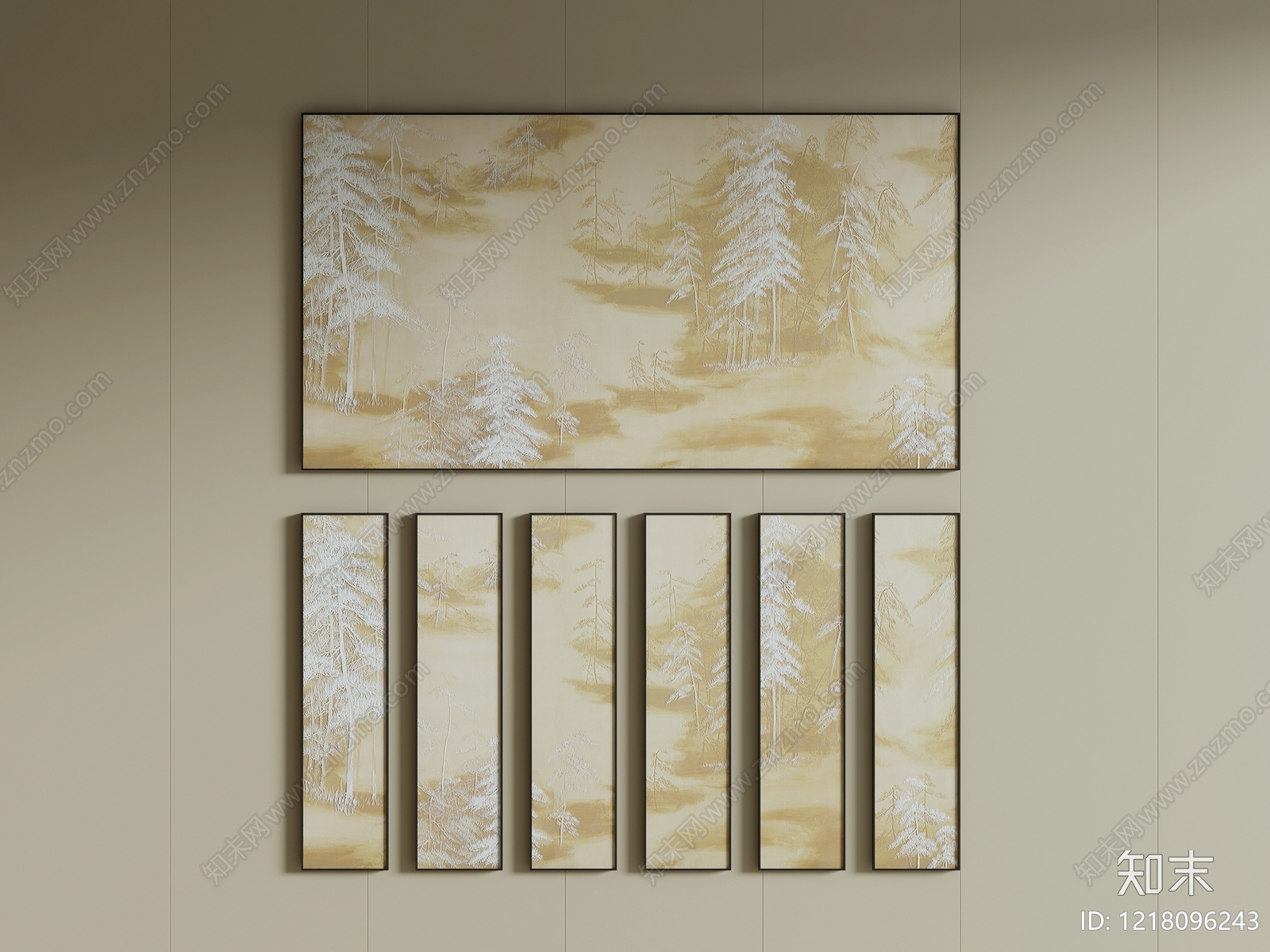 新中式挂画组合SU模型下载【ID:1218096243】