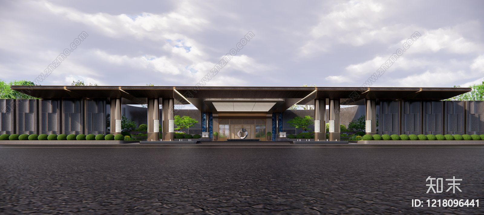 现代售楼处建筑SU模型下载【ID:1218096441】