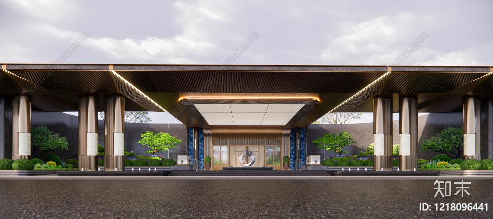 现代售楼处建筑SU模型下载【ID:1218096441】