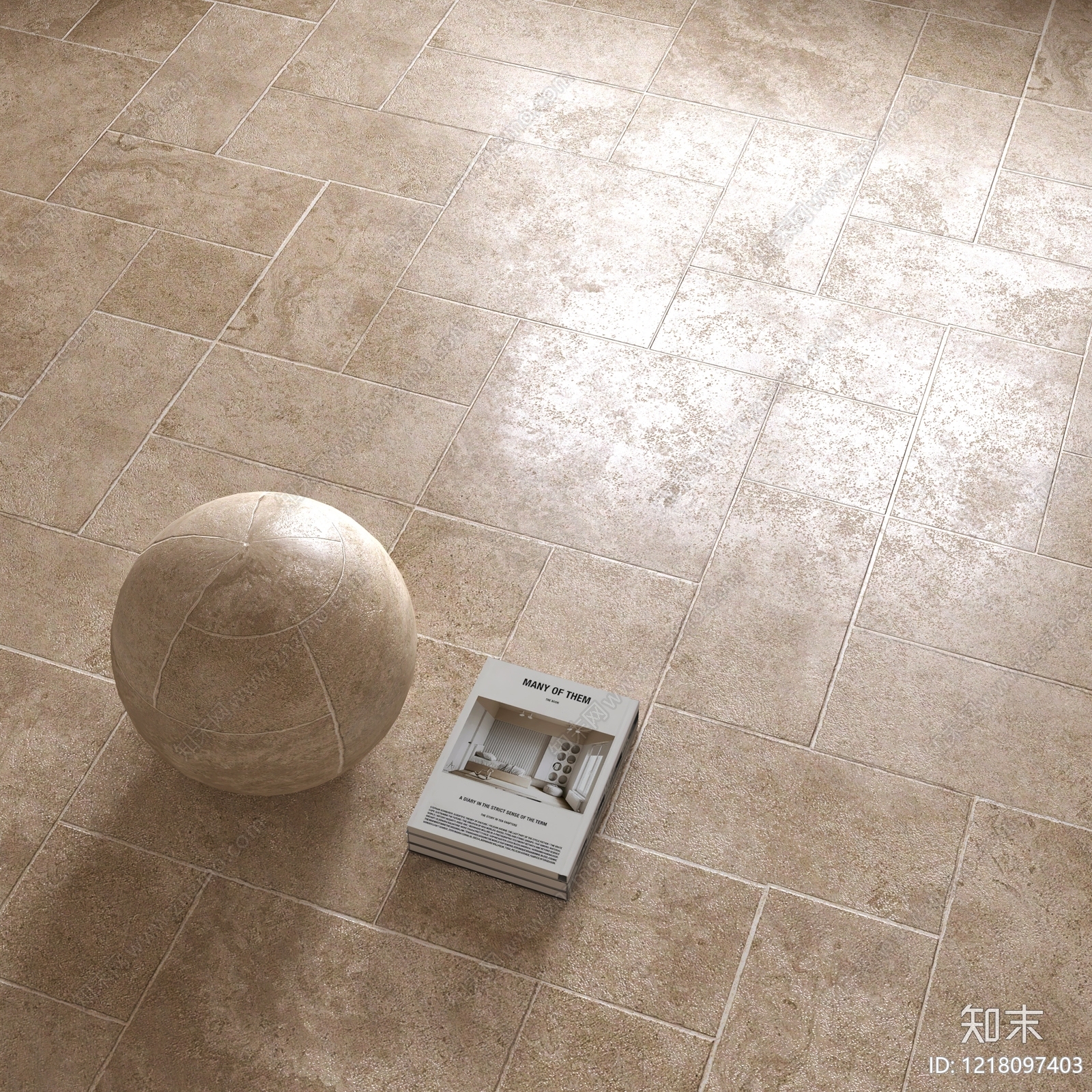 侘寂瓷砖展厅3D模型渲染效果图