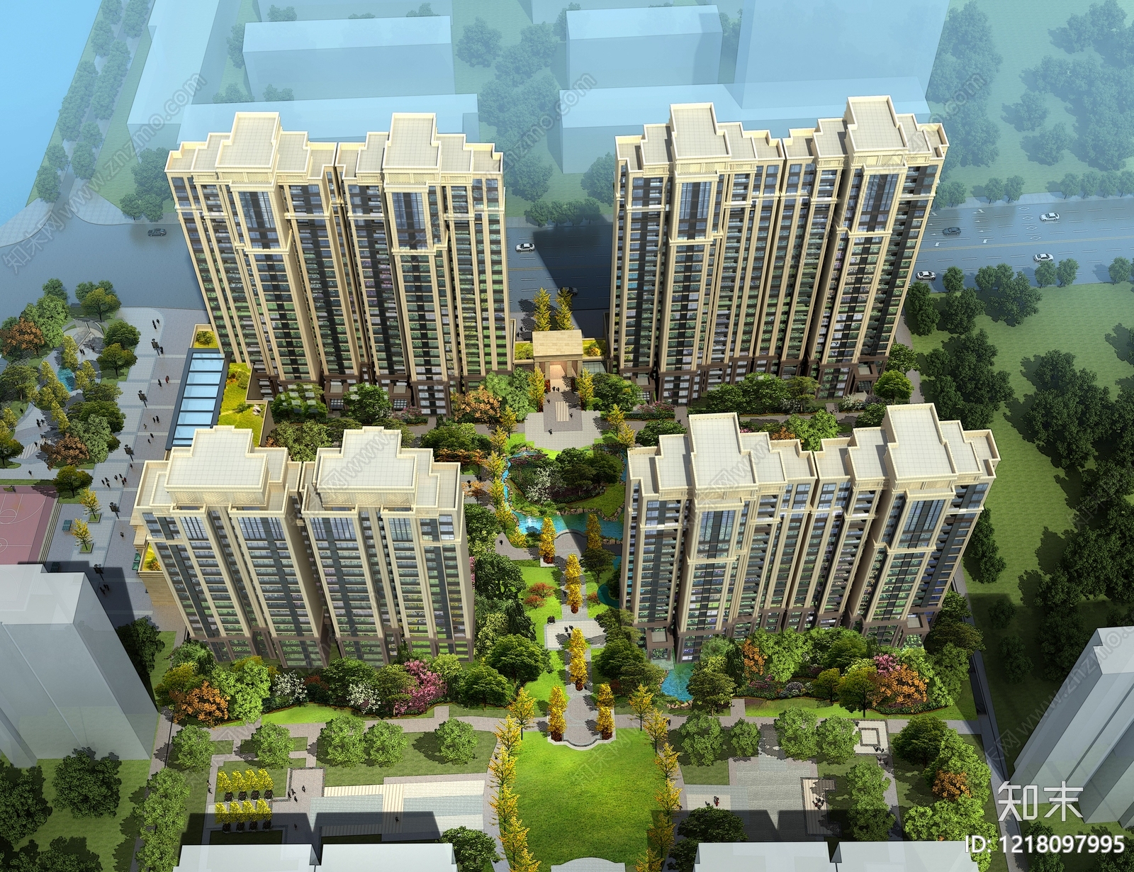 新古典主义小高层住宅楼3D模型下载【ID:1218097995】