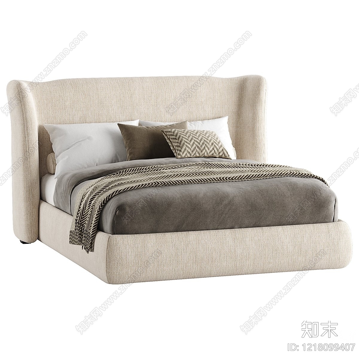 奶油风床品3D模型下载【ID:1218099407】