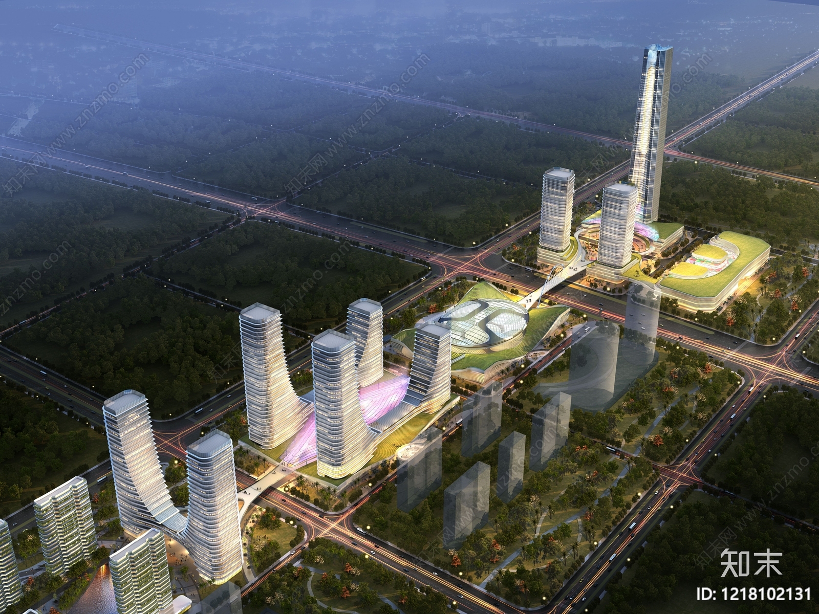 现代主义鸟瞰规划3D模型下载【ID:1218102131】