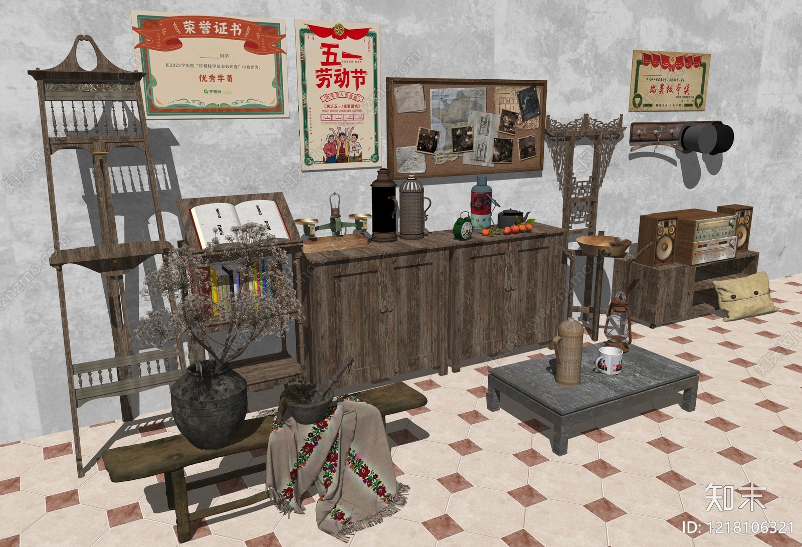 复古家具展厅SU模型下载【ID:1218106321】