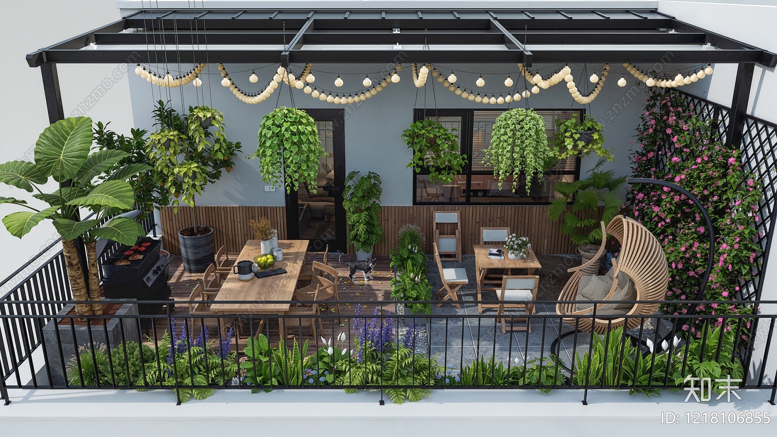 北欧屋顶花园SU模型下载【ID:1218106855】