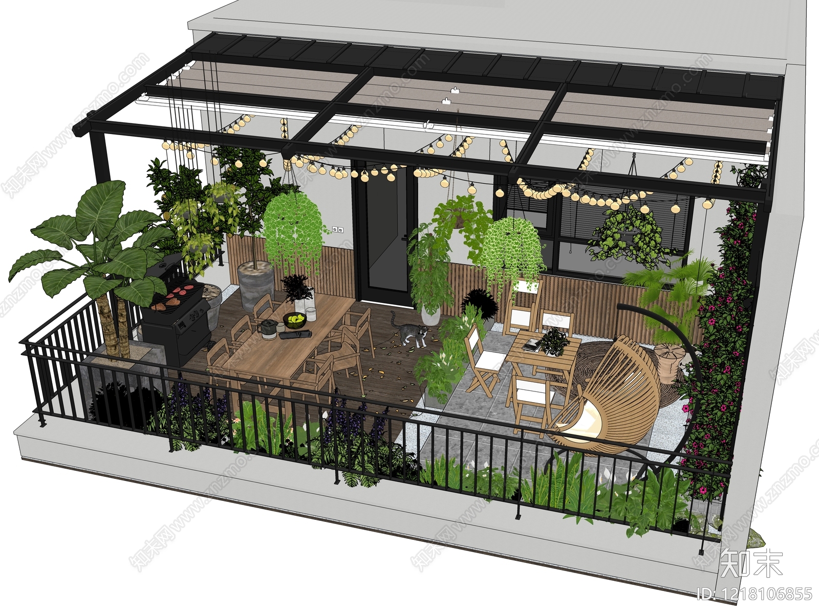 北欧屋顶花园SU模型下载【ID:1218106855】