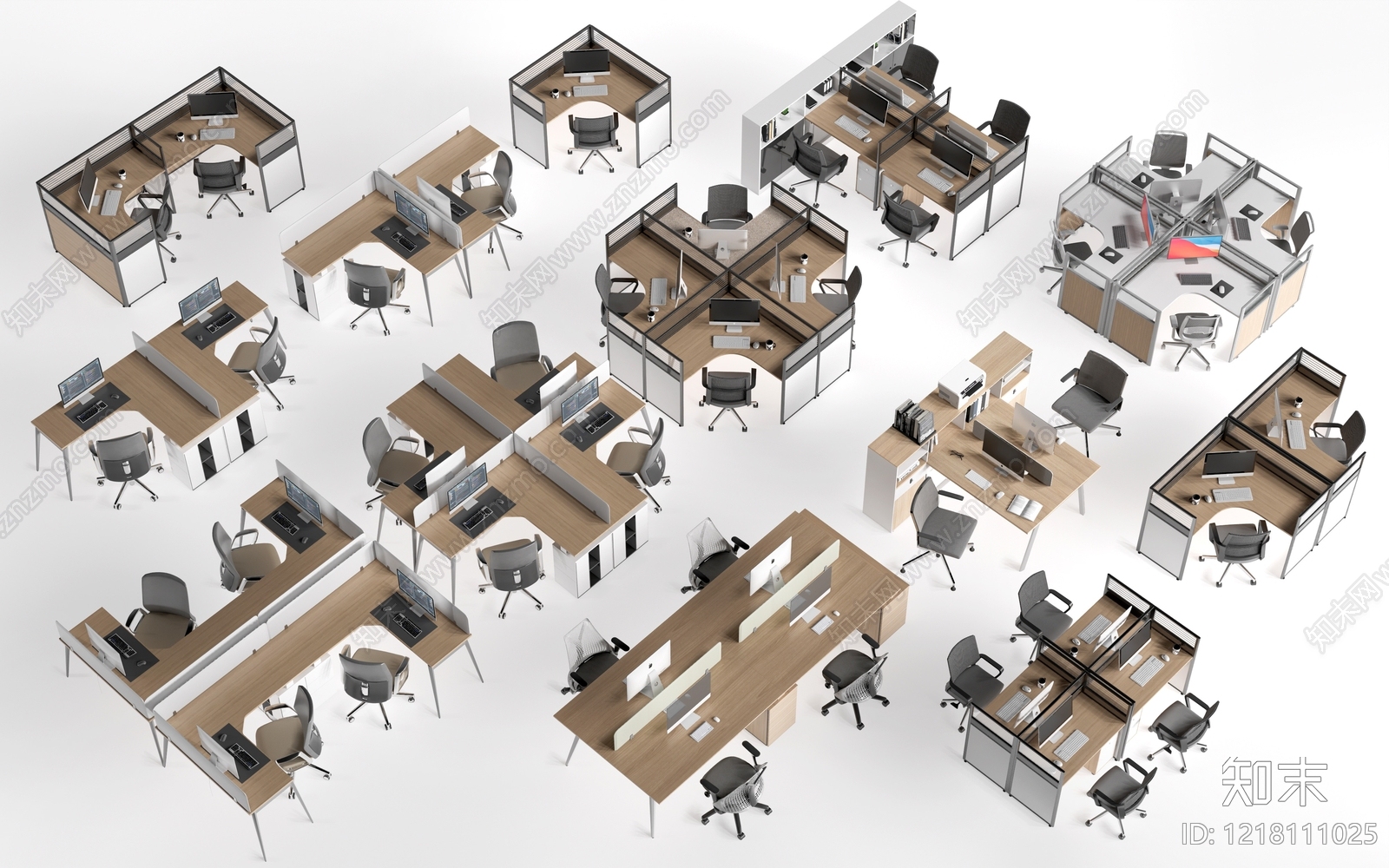 现代简约办公桌SU模型下载【ID:1218111025】