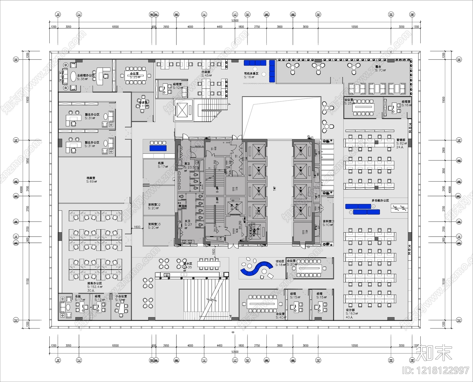 整体办公空间_现代风办公室施工图下载 ID:1218122997_【知末网】