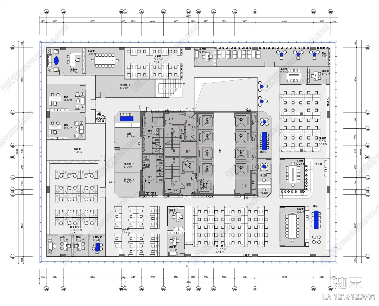 独立办公室cad施工图下载【ID:1218123001】