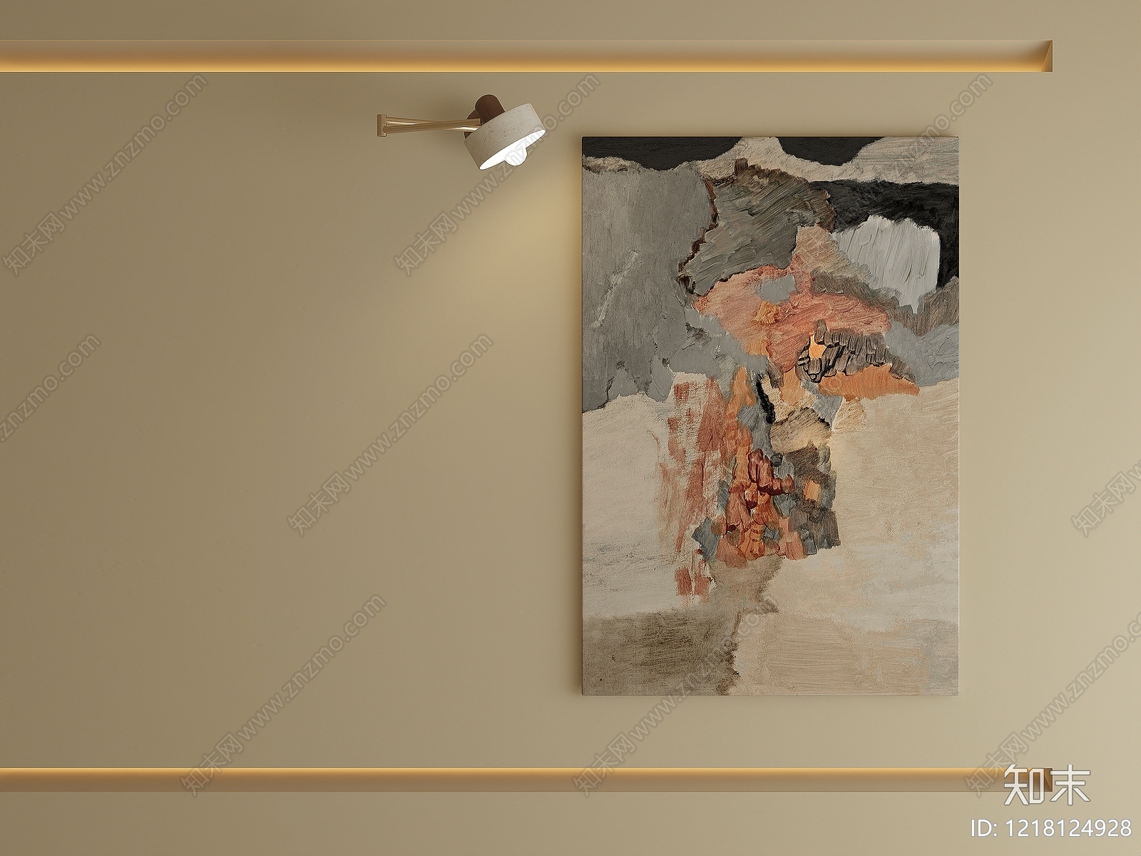 奶油风抽象画SU模型下载【ID:1218124928】