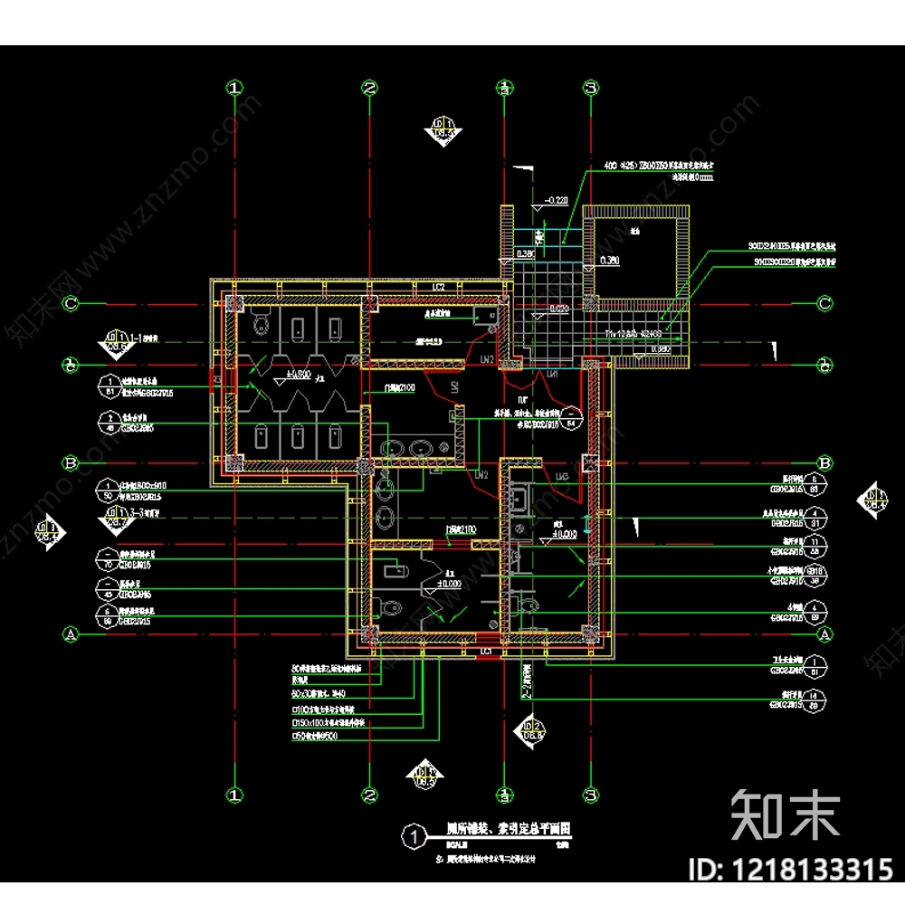 公厕cad施工图下载【ID:1218133315】