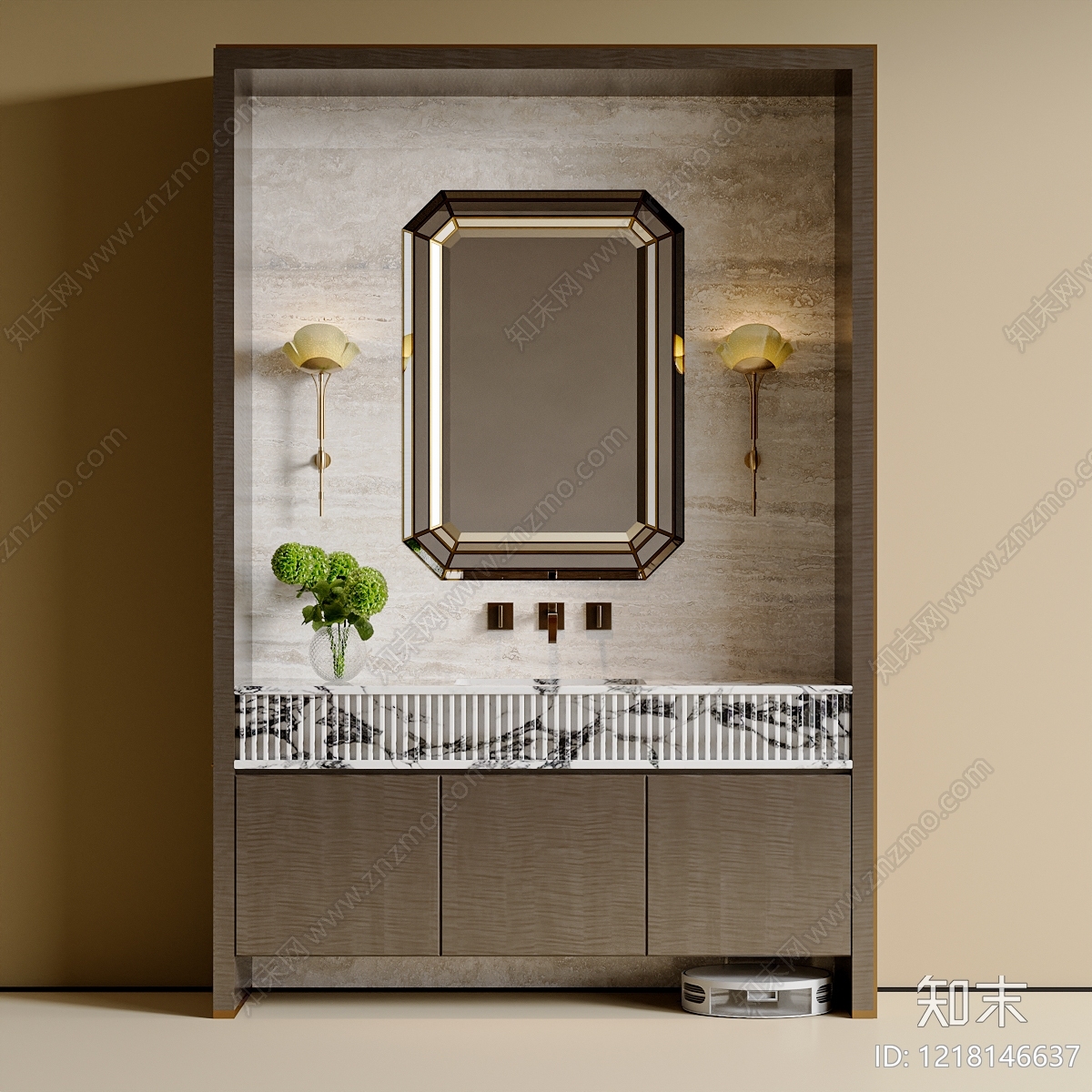 意式轻奢浴室柜3D模型下载【ID:1218146637】
