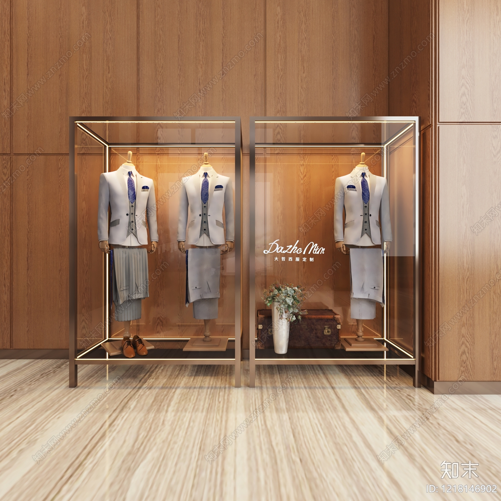 现代轻奢服装展台3D模型渲染效果图