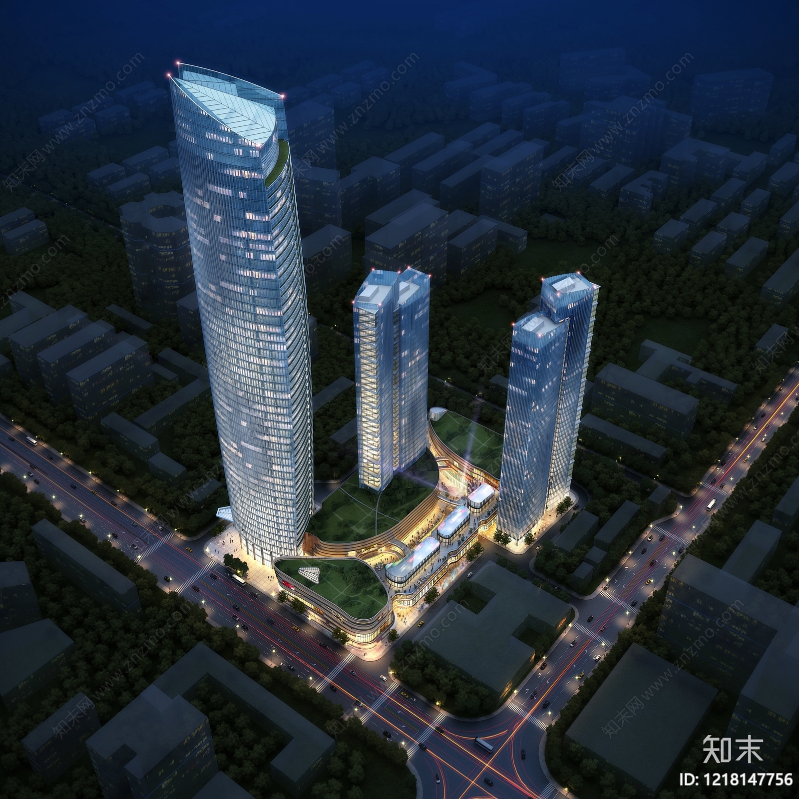 现代主义商业综合体3D模型下载【ID:1218147756】
