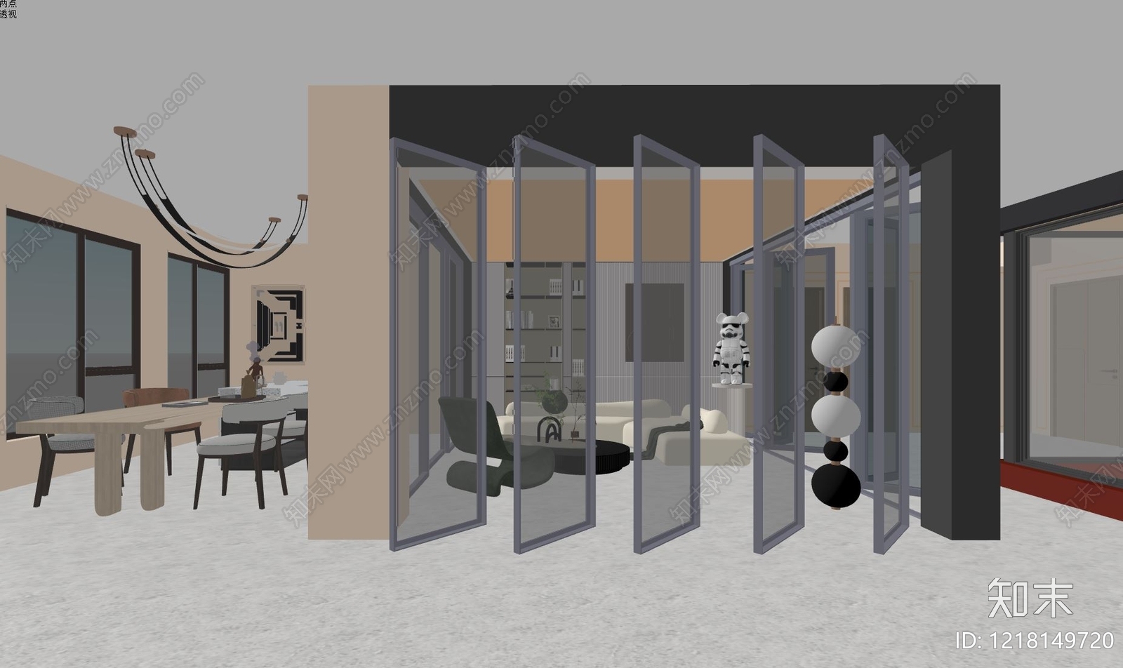 现代简约门窗展厅SU模型下载【ID:1218149720】